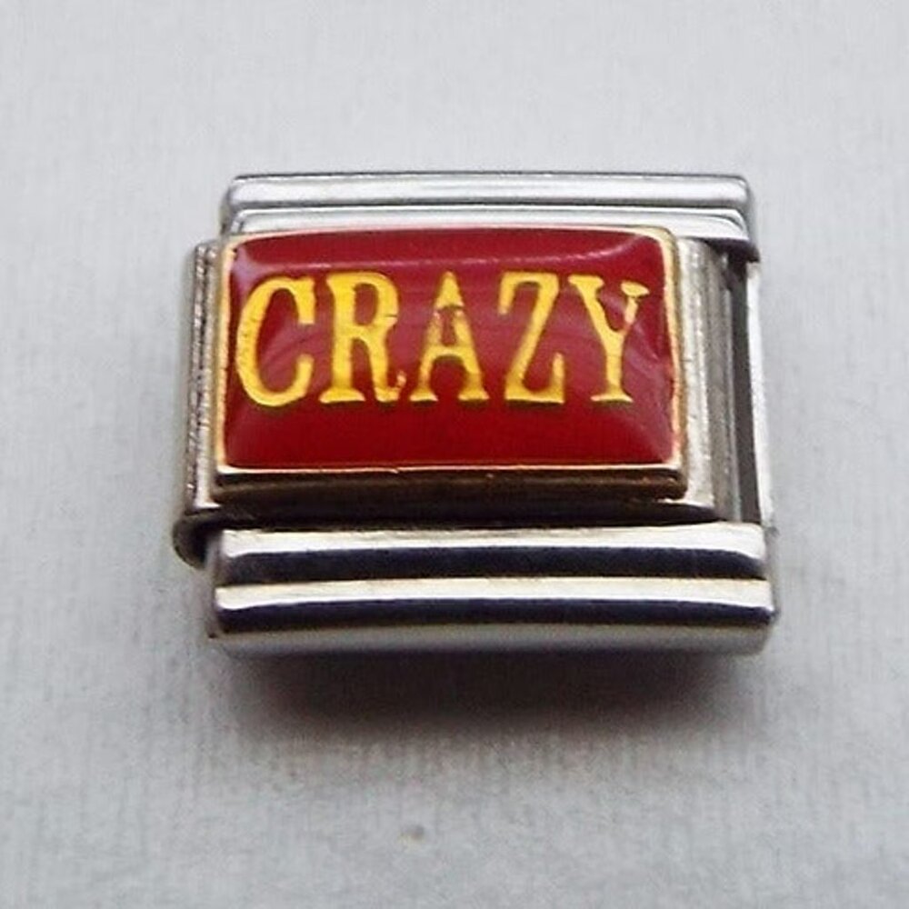 Crazy on red enamel 9mm stainless steel italian charm bracelet link new